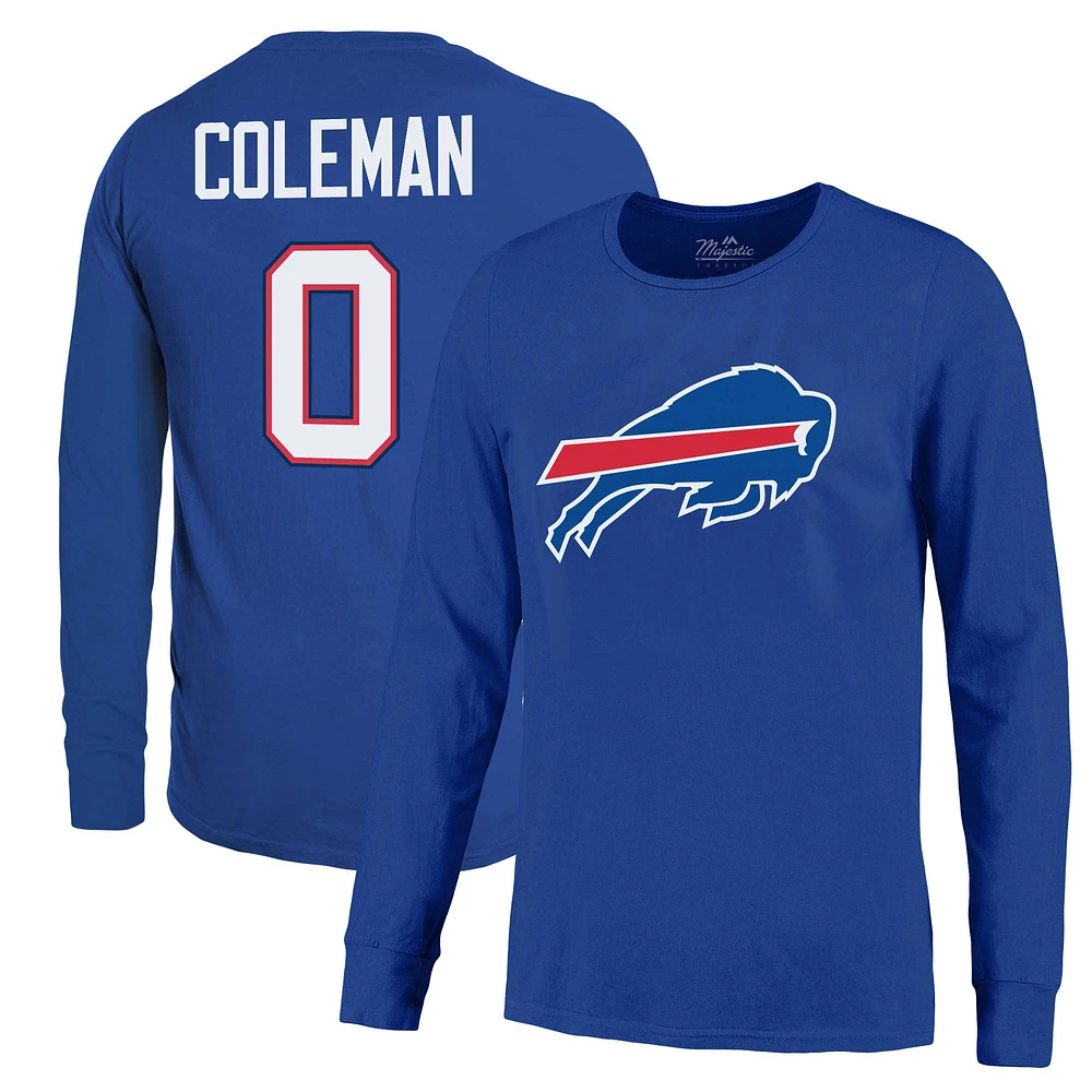 T-shirt à manches longues Majestic Threads pour homme avec nom et numéro Keon Coleman Royal Buffalo Bills