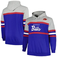 Sweat à capuche pour hommes Mitchell & Ness gris chiné/Royal Buffalo Bills Big Tall Head Coach