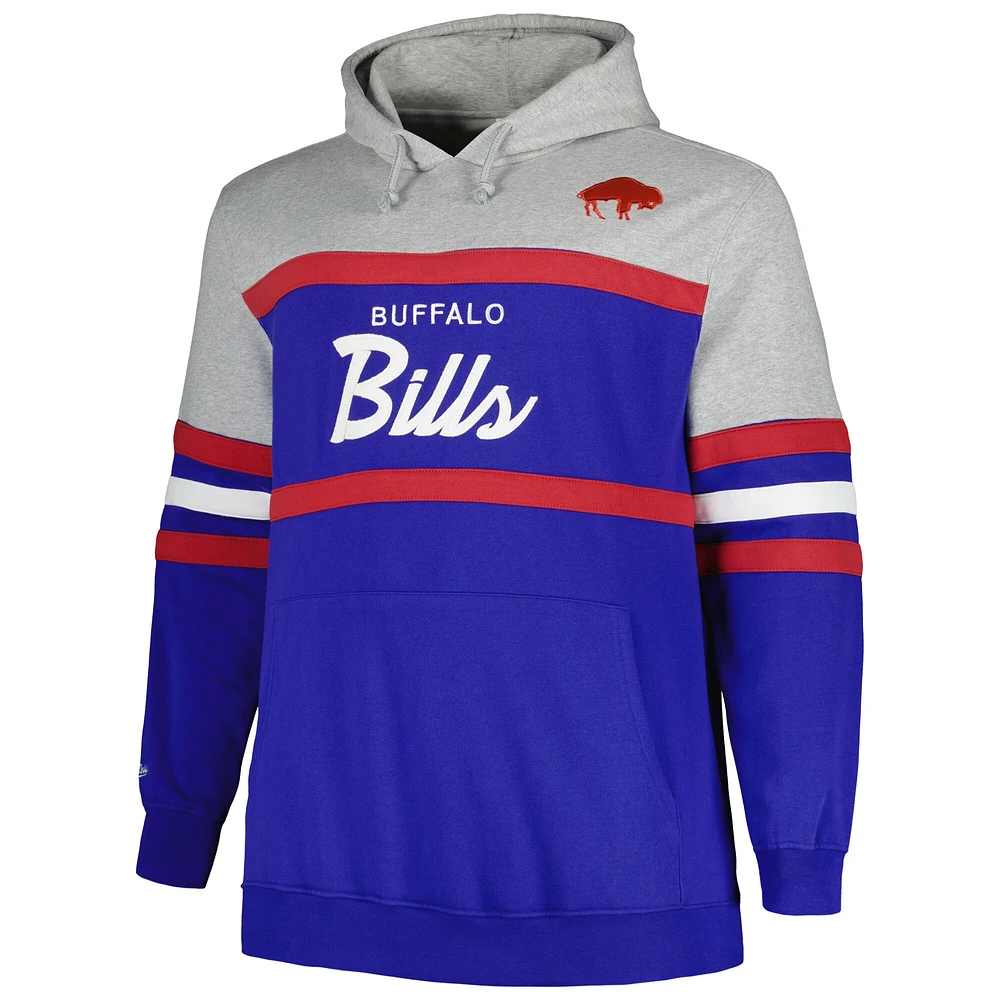 Sweat à capuche pour hommes Mitchell & Ness gris chiné/Royal Buffalo Bills Big Tall Head Coach