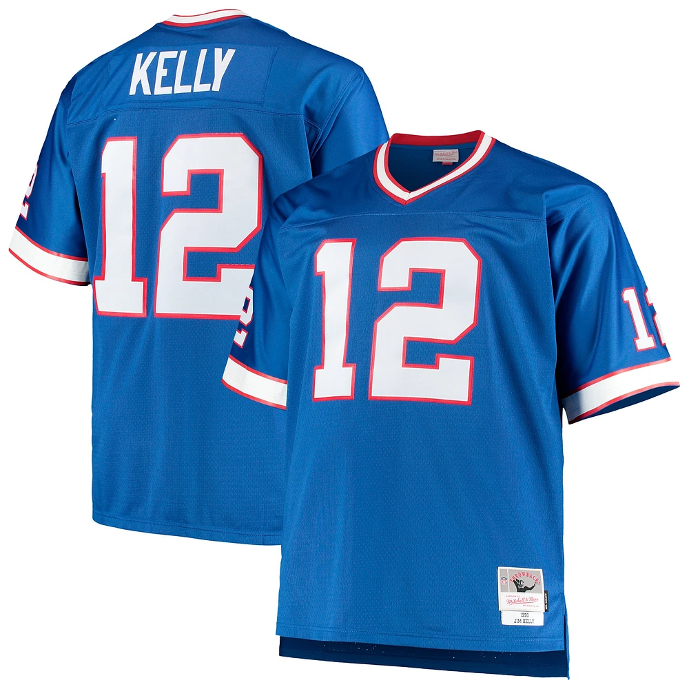 Men's Mitchell & Ness Jim Kelly Royal Buffalo Bills Big Tall 1990 Retired Player Replica Jersey