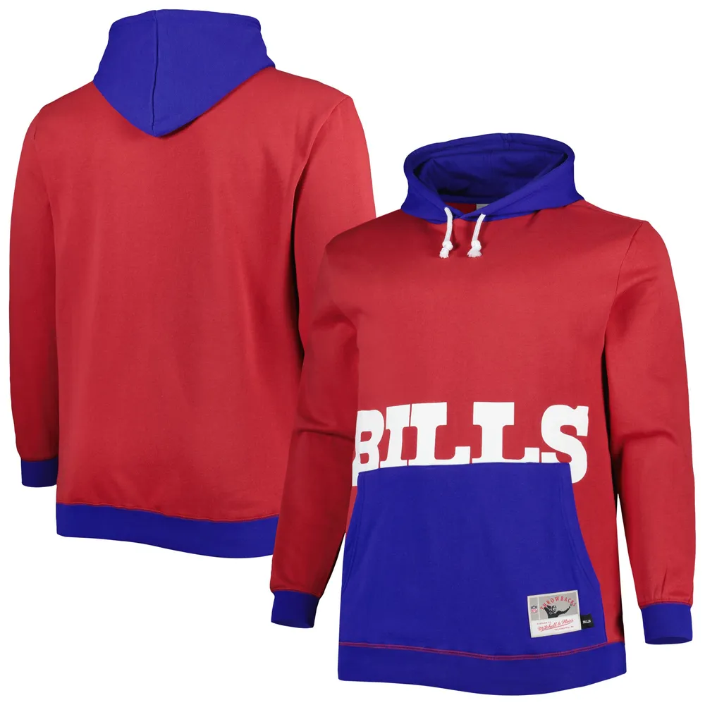 Men's Mitchell & Ness Red/Royal Buffalo Bills Big Tall Face Pullover Hoodie