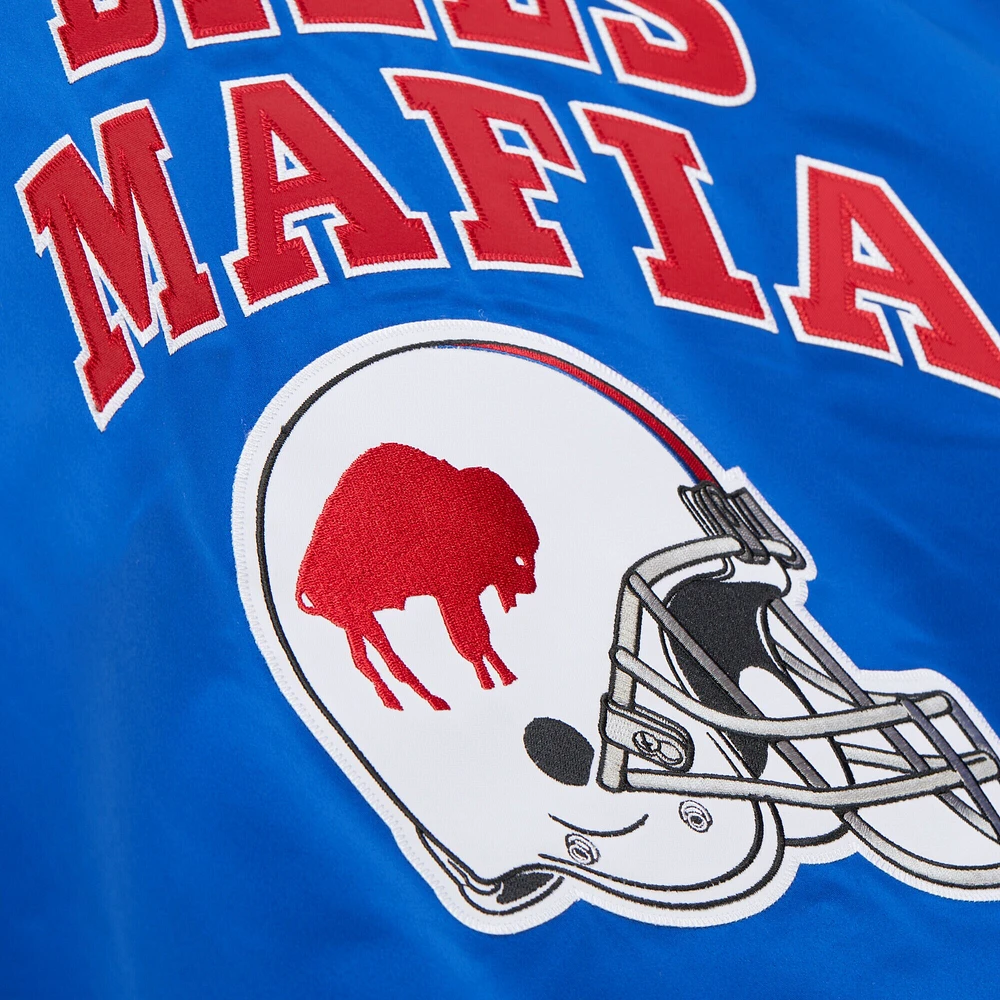 Men's Mitchell & Ness Royal Buffalo Bills Double Down Satin Full-Snap Jacket