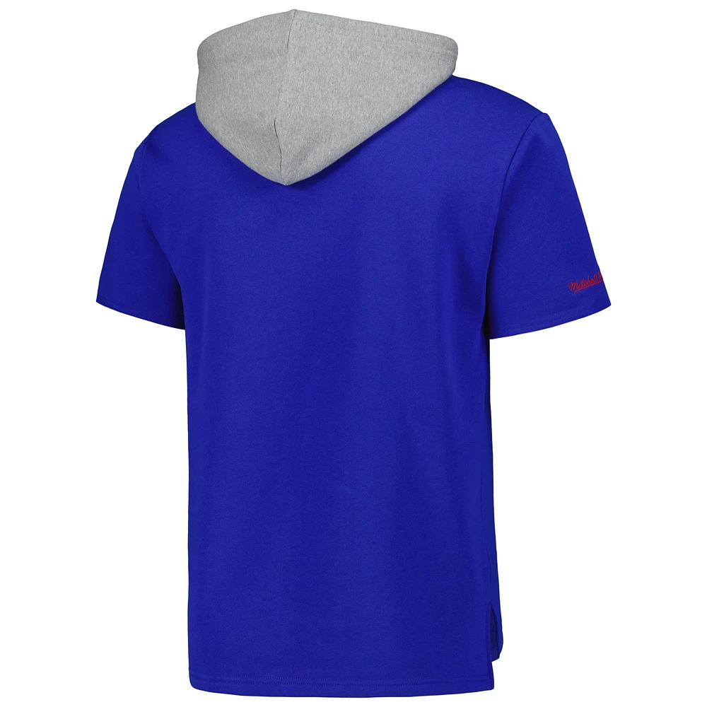 Men's Mitchell & Ness Royal Buffalo Bills Postgame Short Sleeve Hoodie