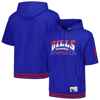 Men's Mitchell & Ness Royal Buffalo Bills Pre-Game Short Sleeve Pullover Hoodie