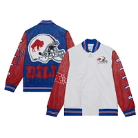 Veste d'échauffement entièrement zippée Mitchell & Ness Buffalo Bills Team Burst blanche pour hommes