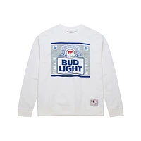 Men's Mitchell & Ness x Bud Light White Buffalo Bills The Crest Pullover Sweatshirt