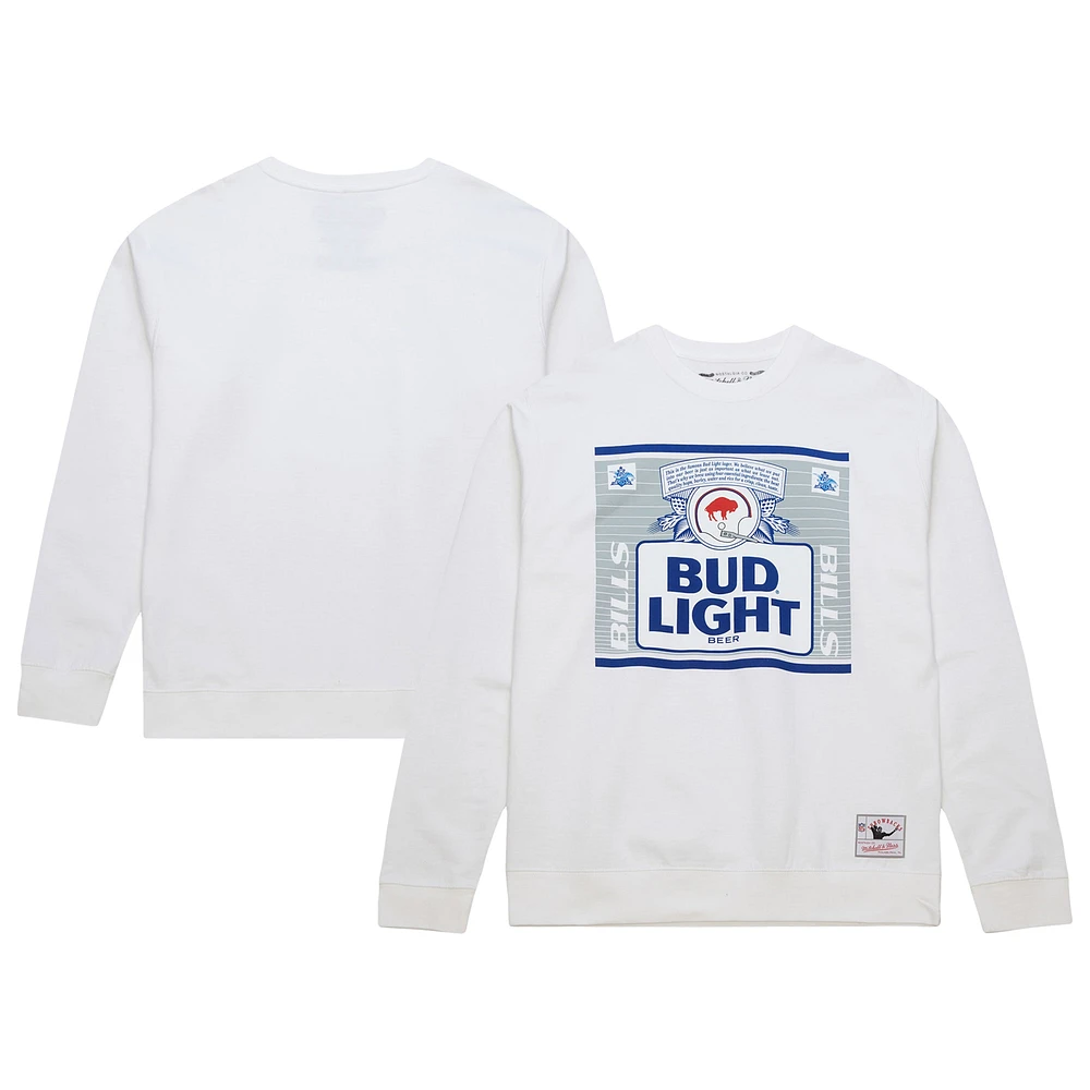 Men's Mitchell & Ness x Bud Light White Buffalo Bills The Crest Pullover Sweatshirt