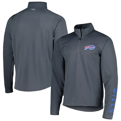 Men's MSX by Michael Strahan Charcoal Buffalo Bills Half-Zip Pullover