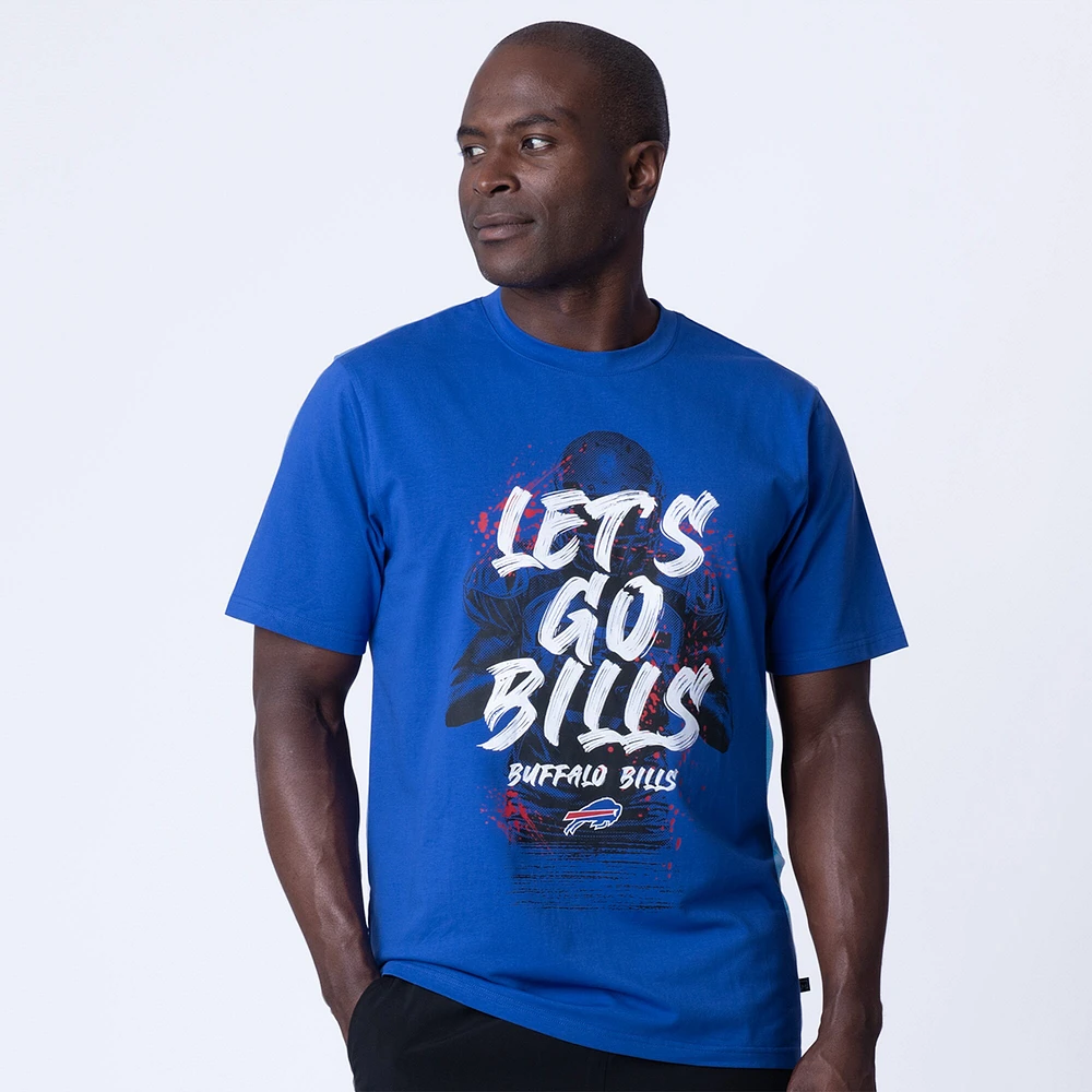 T-shirt bleu MSX by Michael Strahan pour homme avec logo de la ligne d'arrivée des Buffalo Bills