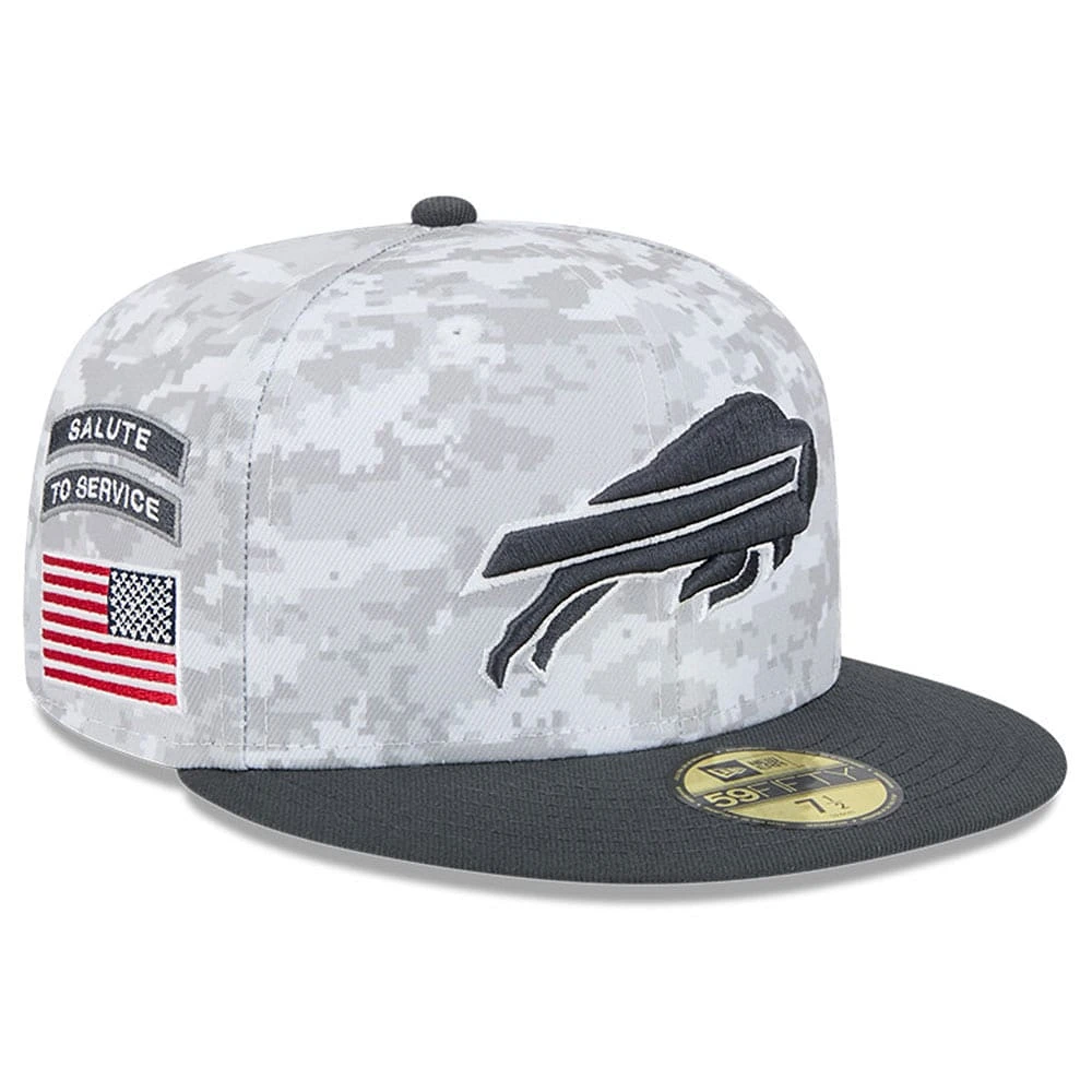 Casquette ajustée New Era Buffalo Bills 2024 Salute To Service 59FIFTY pour homme, blanche/graphite