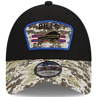 Casquette ajustable 9FORTY Snapback New Era pour homme Buffalo Bills 2021 Salute To Service Trucker noir/camouflage