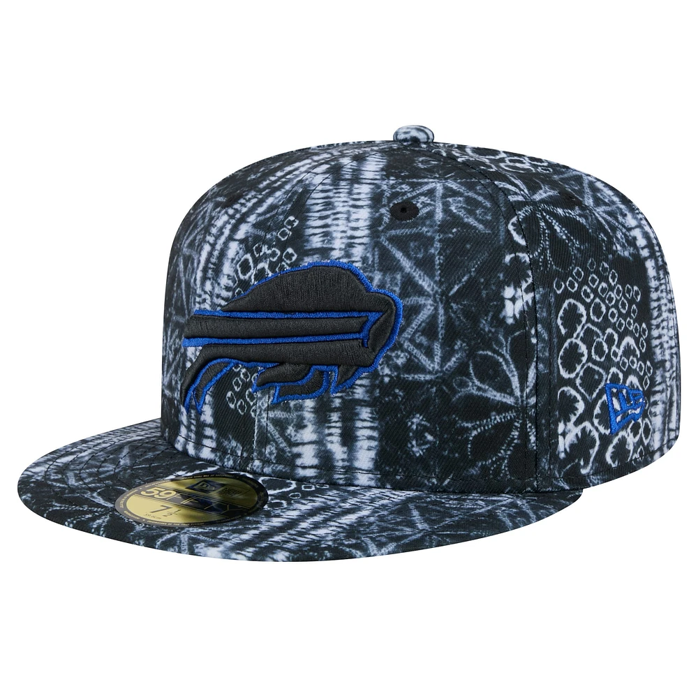 Men's New Era Black Buffalo Bills Shibori 59FIFTY Fitted Hat