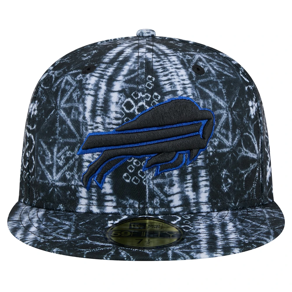 Casquette ajustée Shibori 59FIFTY Buffalo Bills New Era noire pour hommes