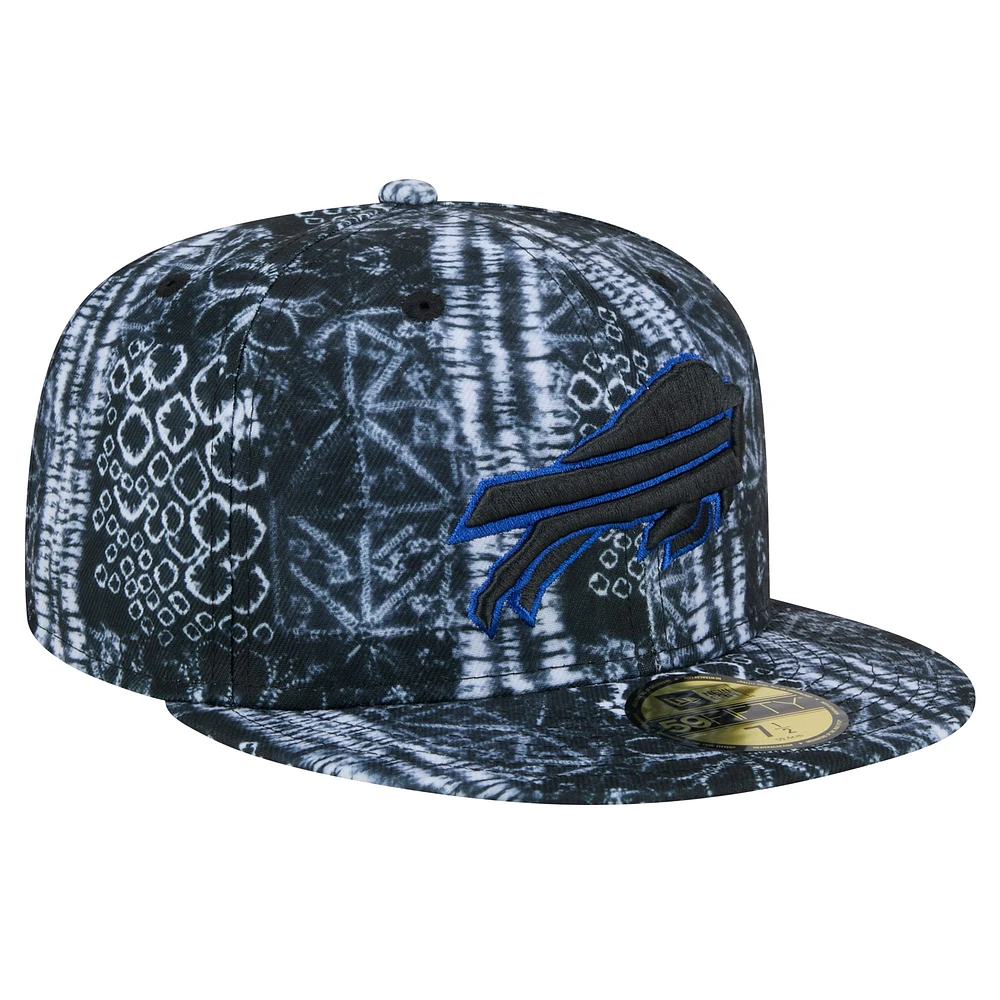 Casquette ajustée Shibori 59FIFTY Buffalo Bills New Era noire pour hommes