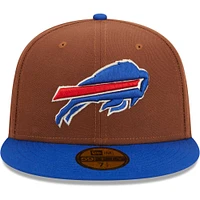 Casquette ajustée 59FIFTY New Era marron/Royal Buffalo Bills Harvest 60e anniversaire pour hommes