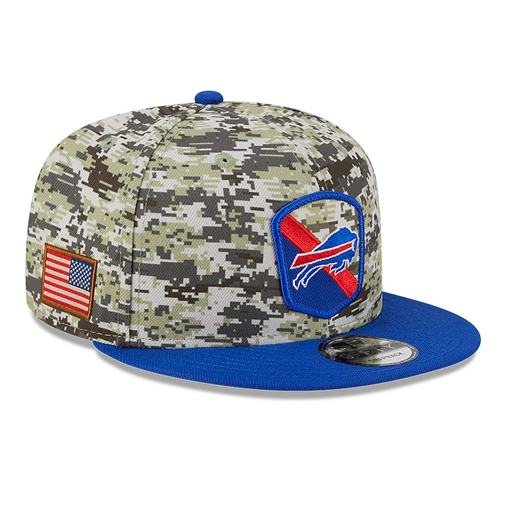 Casquette Snapback 9FIFTY New Era camouflage/Royal Buffalo Bills 2023 Salute To Service pour hommes