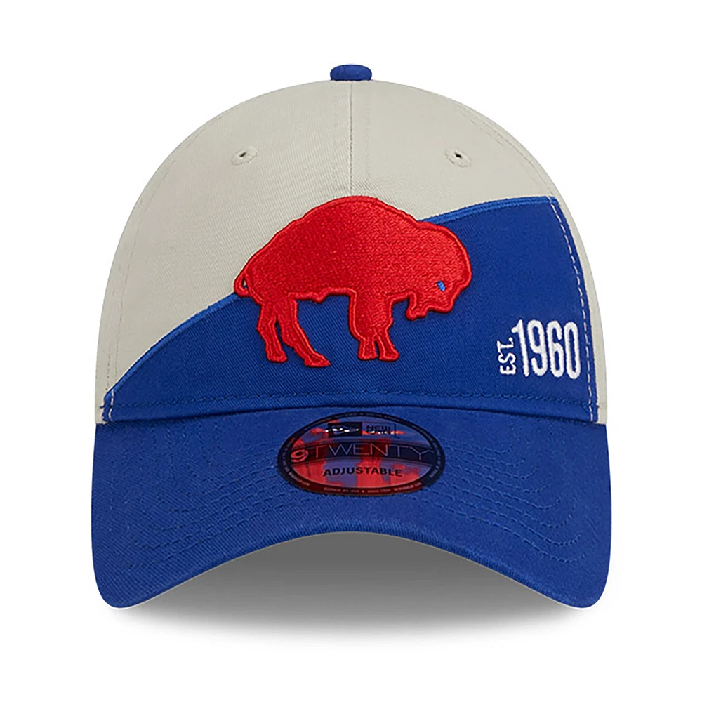 Casquette réglable New Era 2023 Sideline Historic 9TWENTY pour homme, crème/Royal Buffalo Bills