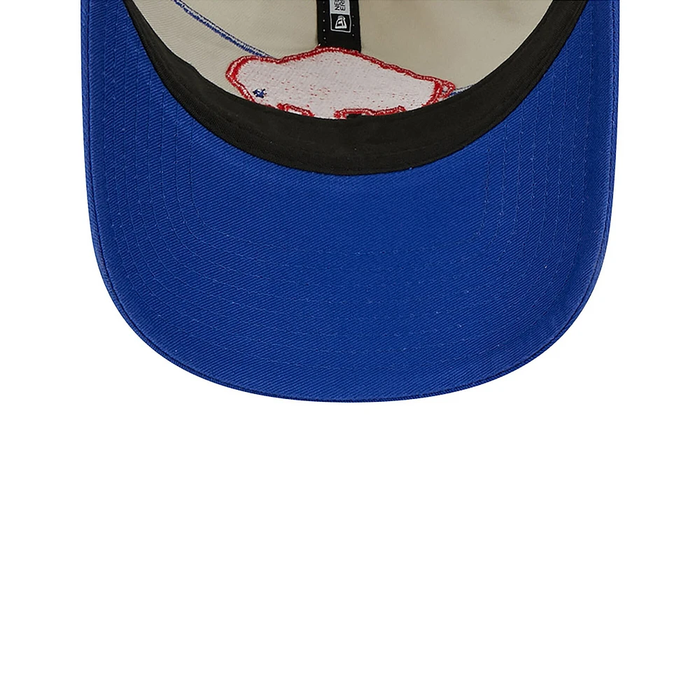 Casquette réglable New Era 2023 Sideline Historic 9TWENTY pour homme, crème/Royal Buffalo Bills