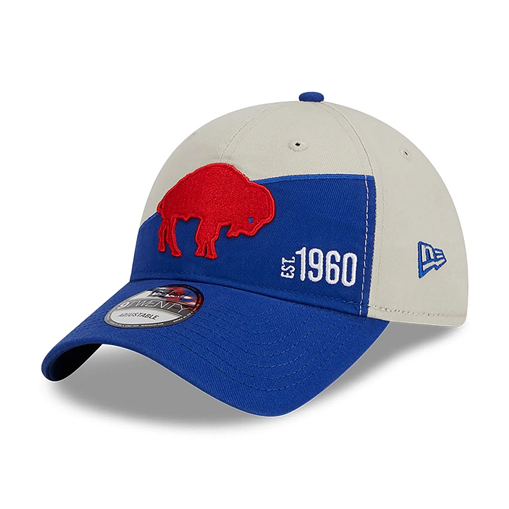 Casquette réglable New Era 2023 Sideline Historic 9TWENTY pour homme, crème/Royal Buffalo Bills