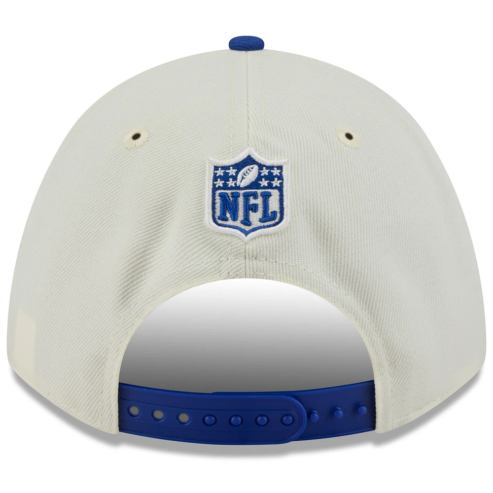 Casquette ajustable New Era 9FORTY M-Crown A-Frame pour homme, couleur crème/bleu royal, Buffalo Bills, repêchage NFL 2025