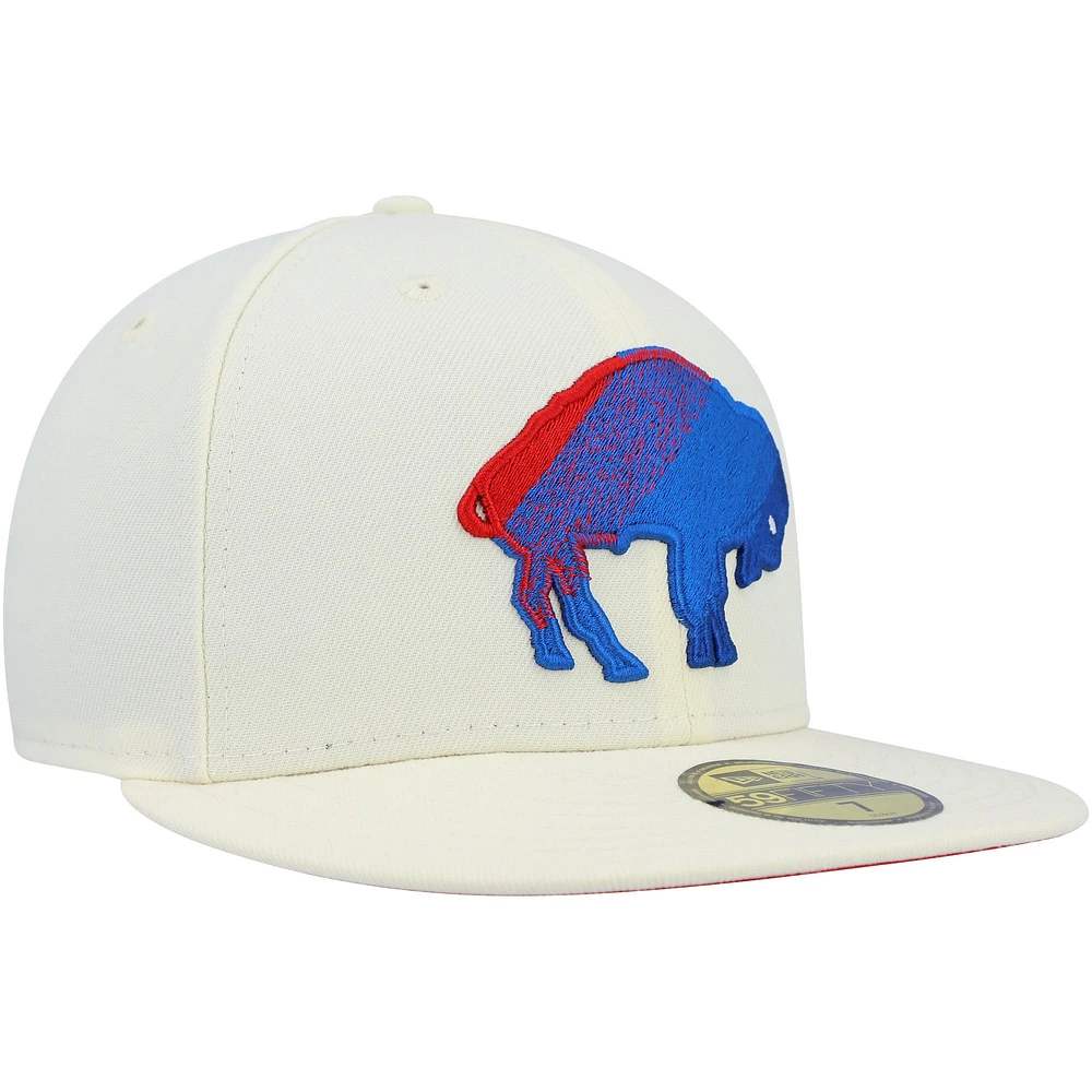 Men's New Era Cream Buffalo Bills Chrome Color Dim 59FIFTY Fitted Hat