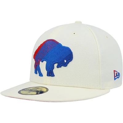 Men's New Era Cream Buffalo Bills Chrome Color Dim 59FIFTY Fitted Hat