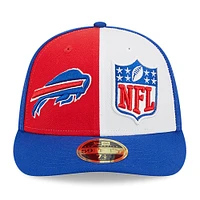 Casquette ajustée 59FIFTY Sideline Low Profile 2023 pour homme des Buffalo Bills de New Era, rouge/royal