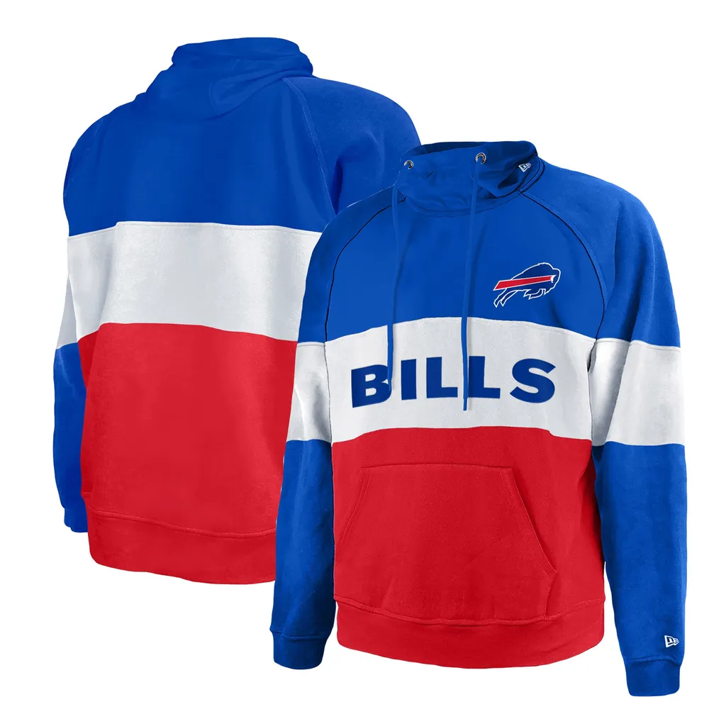 New Era Men's New Era Red/Royal Buffalo Bills Big & Tall Current Colorblock  Raglan Fleece Pullover Hoodie