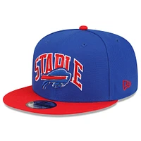 Casquette ajustable 9FIFTY Snapback NFL x Staple Collection New Era pour hommes, bleu royal/rouge Buffalo Bills