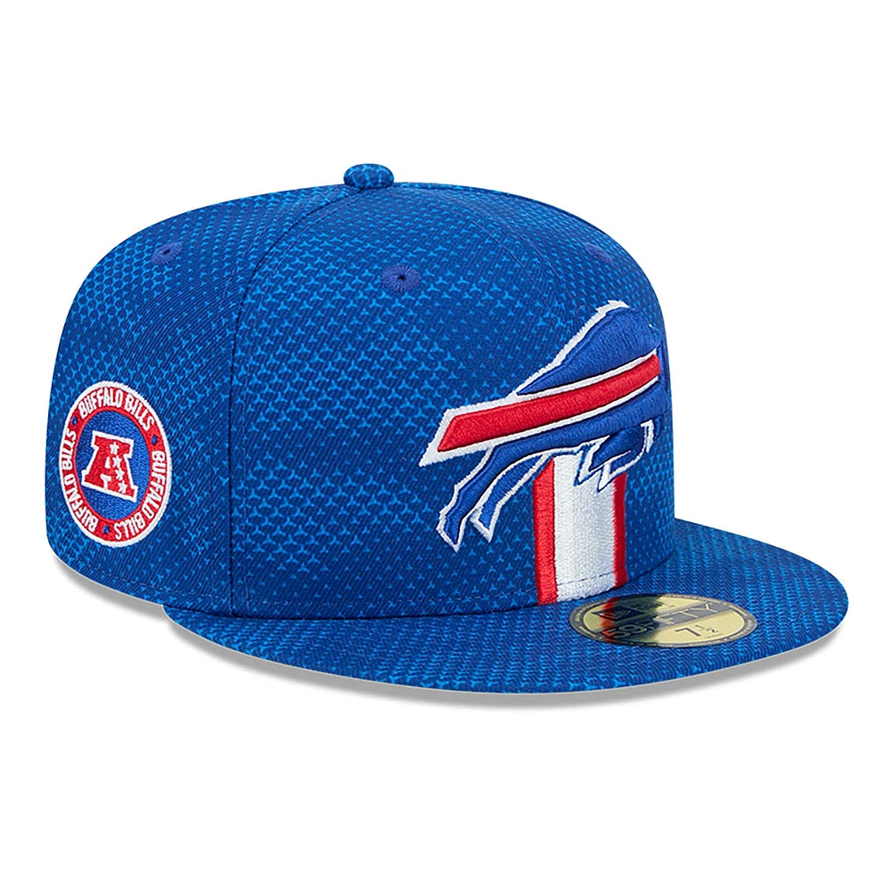 Casquette ajustée 59FIFTY Royal Buffalo Bills 2024 Sideline New Era pour homme