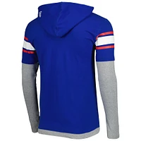 T-shirt à capuche manches longues Royal Buffalo Bills New Era pour homme