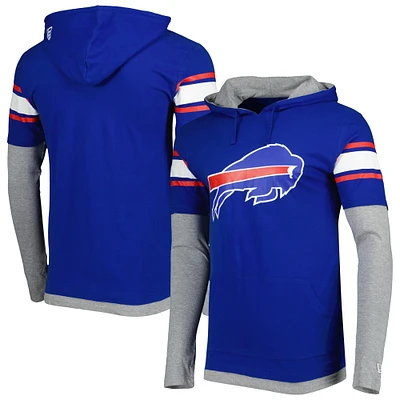 T-shirt à capuche manches longues Royal Buffalo Bills New Era pour homme