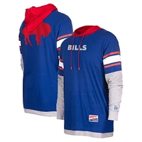 T-shirt à capuche manches longues Royal Buffalo Bills Throwback New Era pour homme