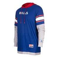 T-shirt à capuche manches longues Royal Buffalo Bills Throwback New Era pour homme