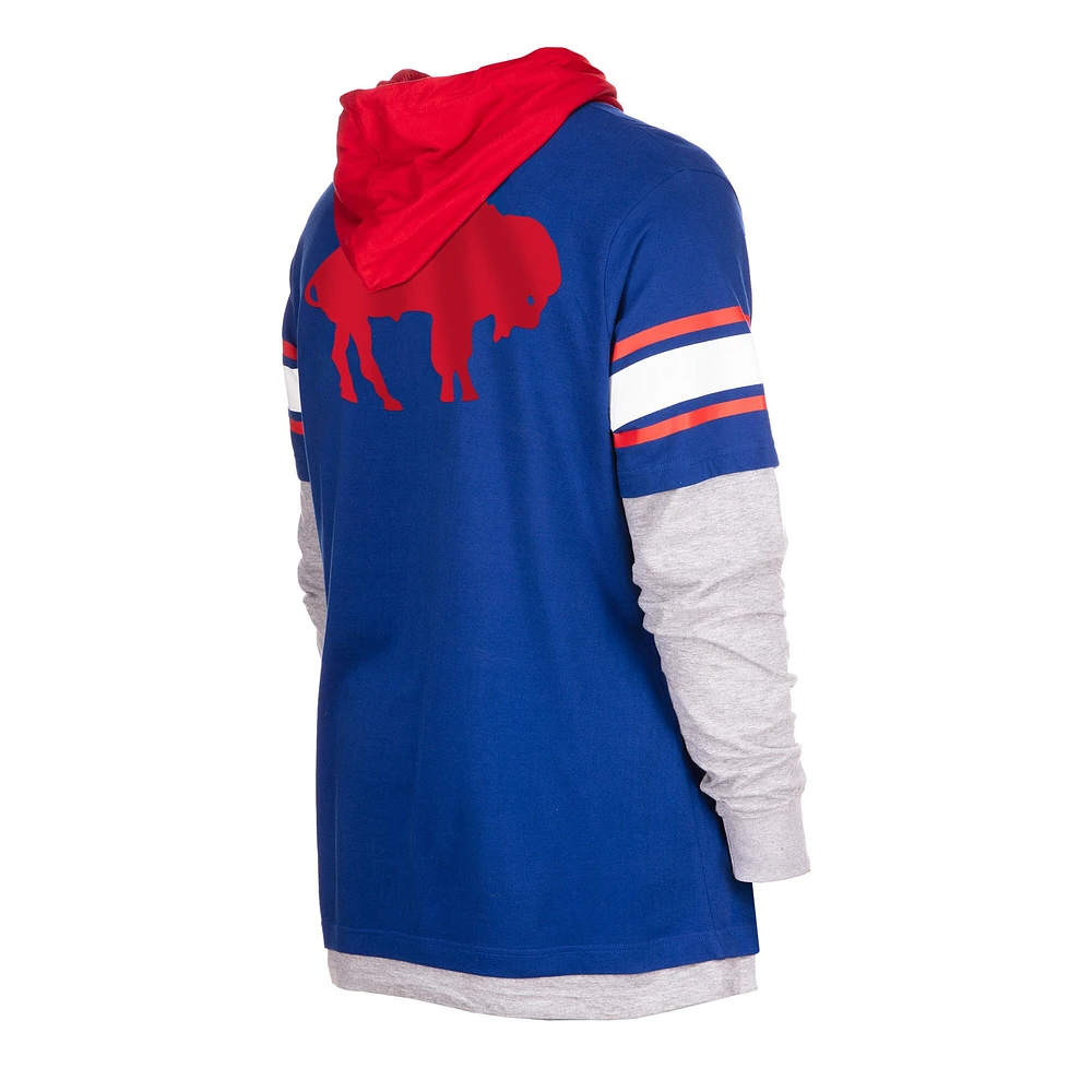 T-shirt à capuche manches longues Royal Buffalo Bills Throwback New Era pour homme