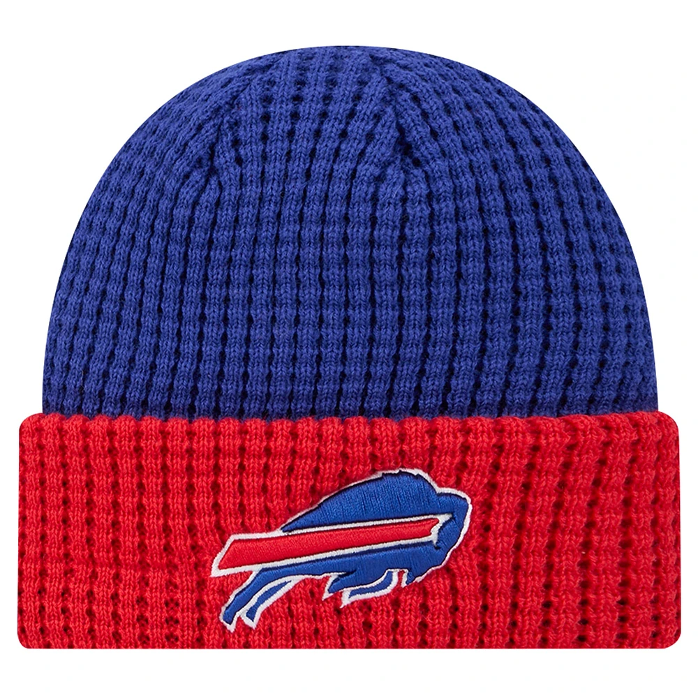 Bonnet en tricot gaufré à revers Royal Buffalo Bills New Era pour homme