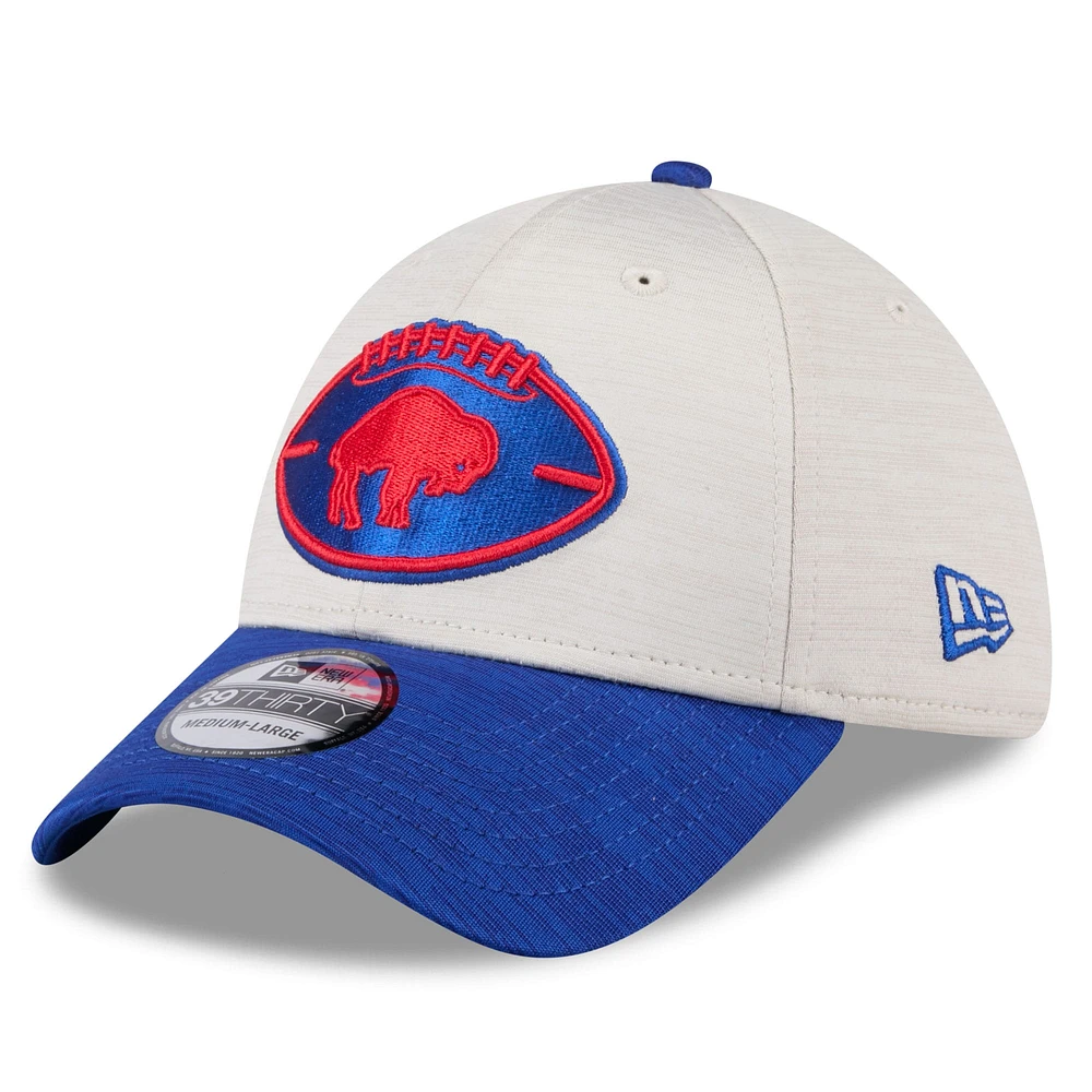 Men's New Era Stone/Royal Buffalo Bills 2024 Sideline Historic 39THIRTY Flex Hat