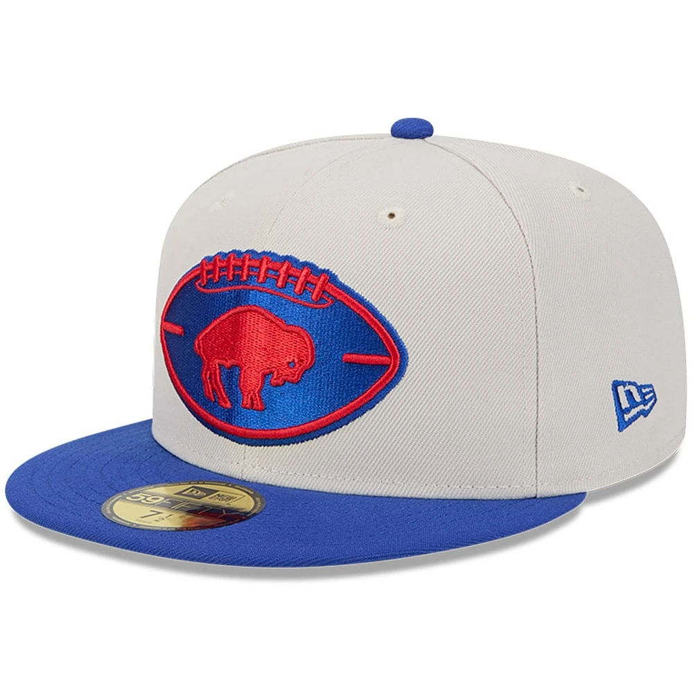 Casquette ajustée 59FIFTY historique Stone/Royal Buffalo Bills 2024 Sideline New Era pour hommes