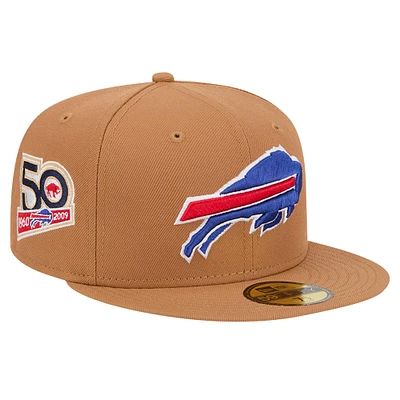 Men's New Era Tan Buffalo Bills Color Pack 59FIFTY Fitted Hat with Side Patch