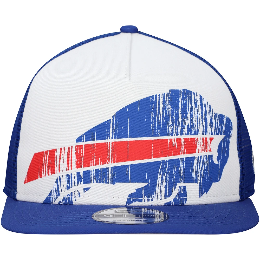 Men's New Era White/Royal Buffalo Bills Distressed 9FIFTY A-Frame Snapback Hat