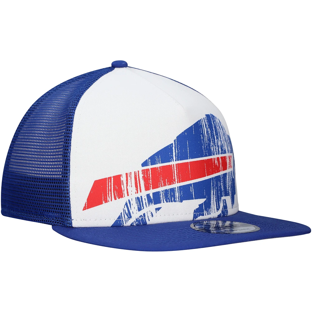 Men's New Era White/Royal Buffalo Bills Distressed 9FIFTY A-Frame Snapback Hat