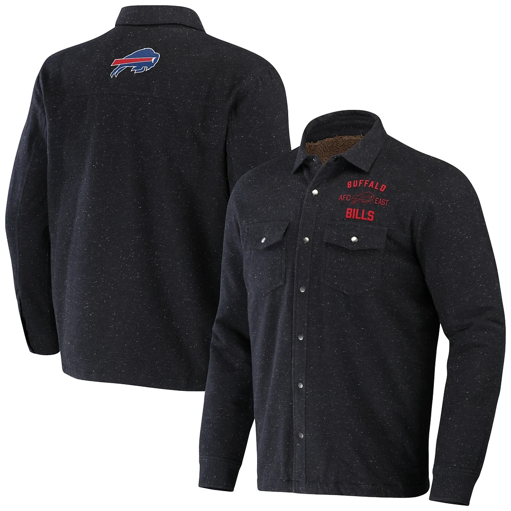 Veste pour homme NFL x Darius Rucker Collection by Fanatics Charcoal Buffalo Bills Shacket Full-Snap Jacket