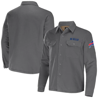 Collection NFL x Darius Rucker pour homme par Fanatics Veste-chemise boutonnée en toile grise Buffalo Bills