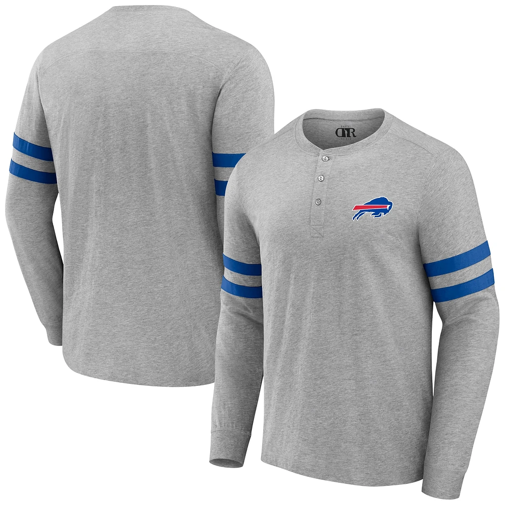 T-shirt à manches longues Henley Buffalo Bills gris chiné pour homme de la collection NFL x Darius Rucker Fanatics