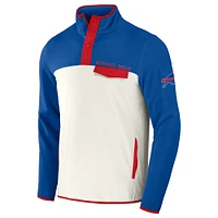 Collection NFL x Darius Rucker pour hommes par Fanatics Royal/Cream Buffalo Bills Veste en micro polaire à quart de bouton-pression