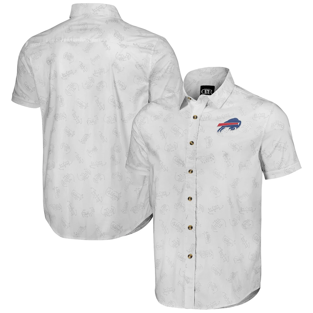 Chemise boutonnée à manches courtes tissée blanche Buffalo Bills pour homme de la collection NFL x Darius Rucker par Fanatics