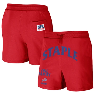 Men's NFL x Staple Red Buffalo Bills Throwback Vintage Wash Fleece Shorts