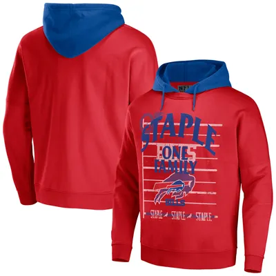 Men's NFL x Staple Red Buffalo Bills Throwback Vintage Wash Pullover Hoodie