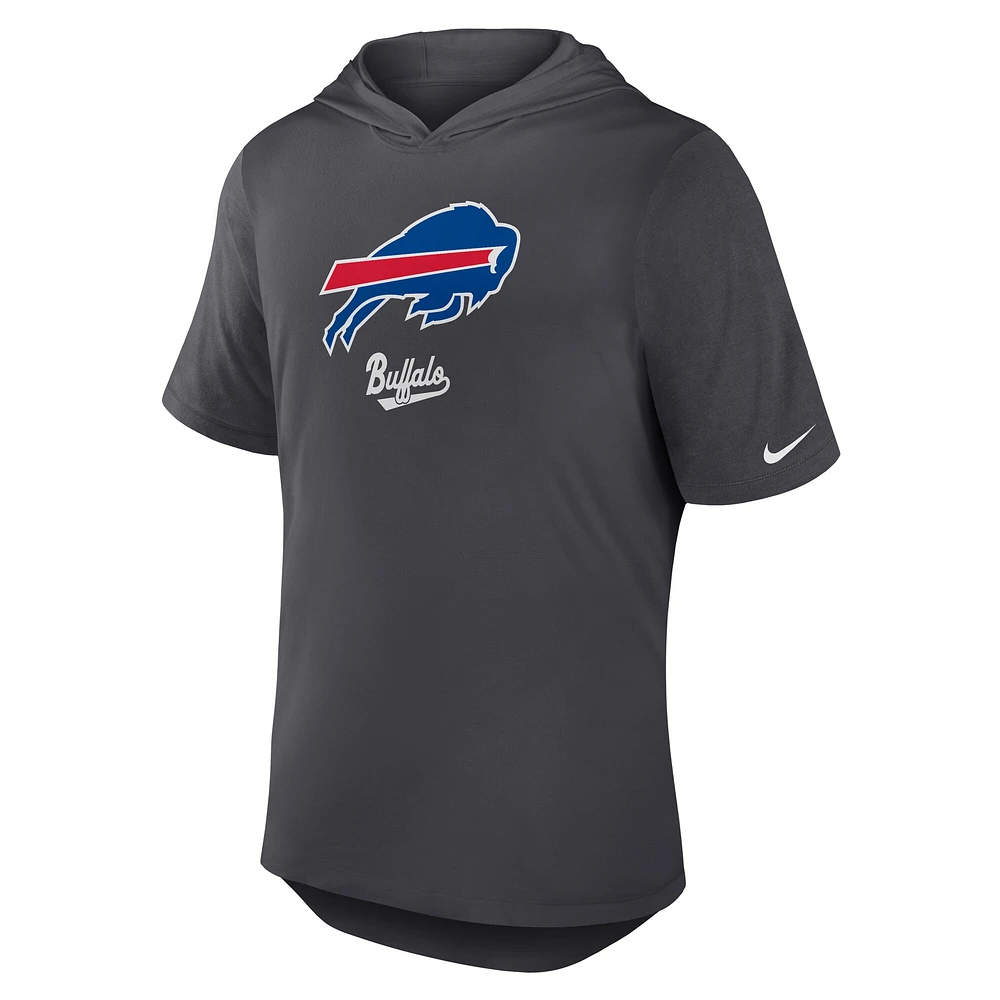 Men's Nike Anthracite Buffalo Bills Tri-Blend Performance Hoodie T-Shirt
