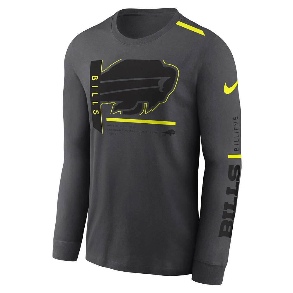 Men's Nike Anthracite Buffalo Bills Volt Performance Long Sleeve T-Shirt